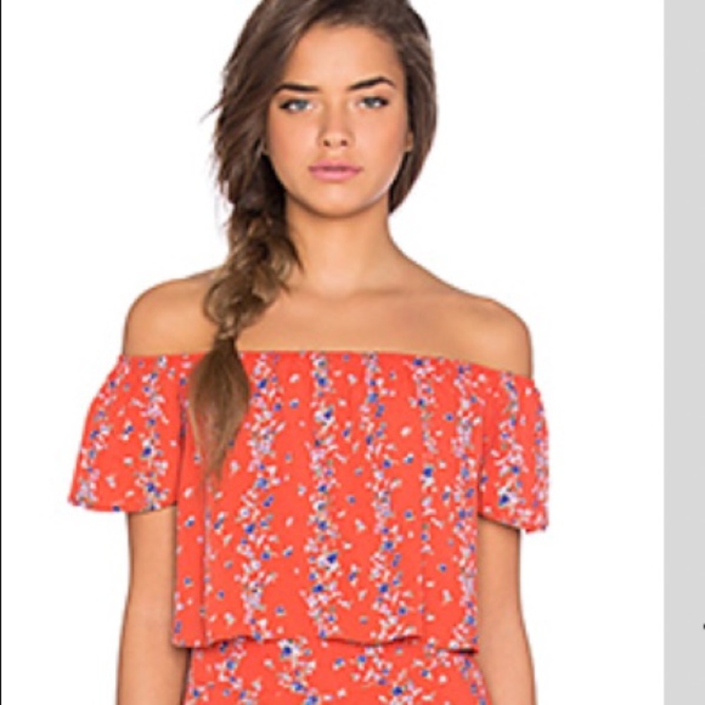 Revolve Floral Off the Shoulder Crop Top